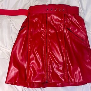 Red leather skirt